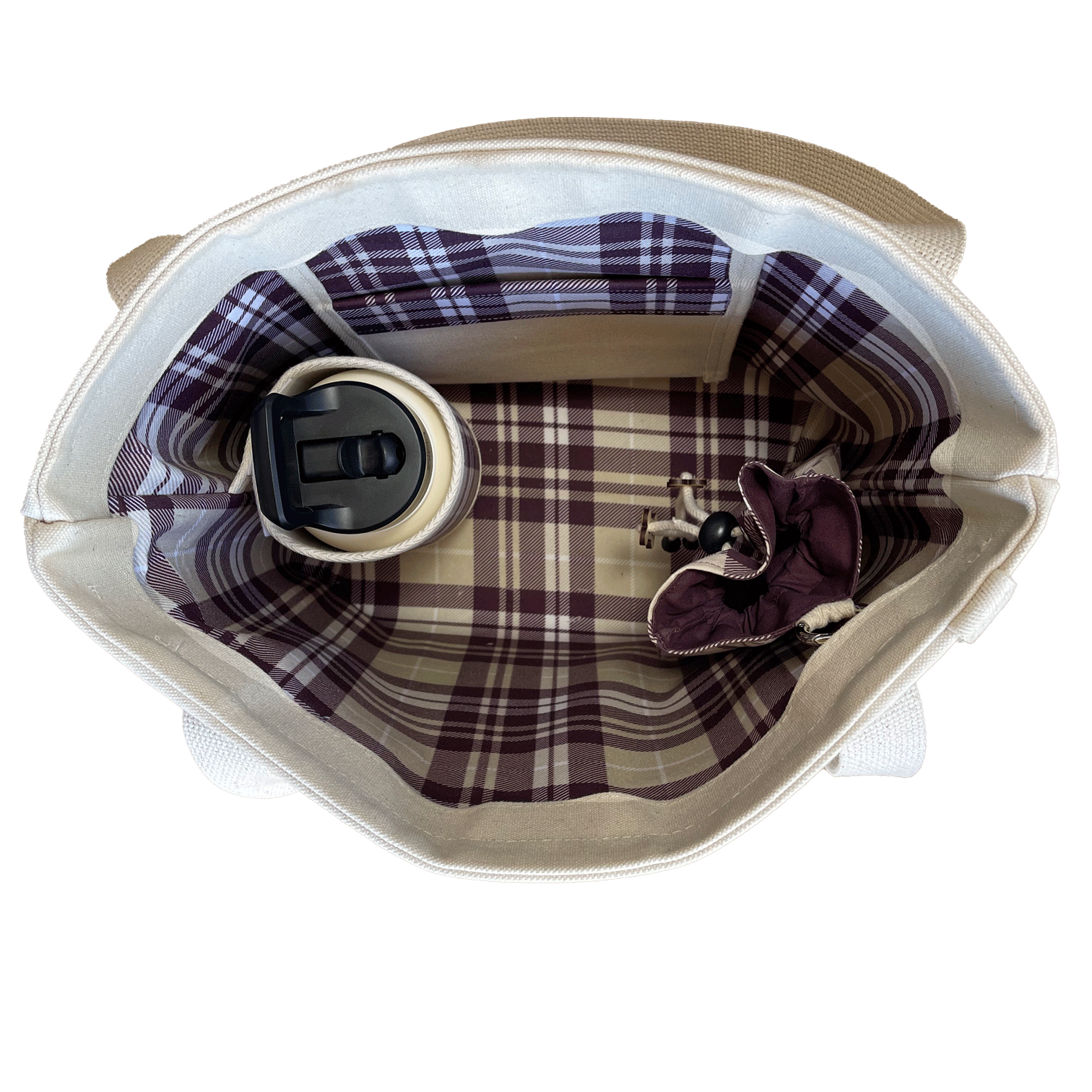 Whine Not Burgundy Plaid Tote